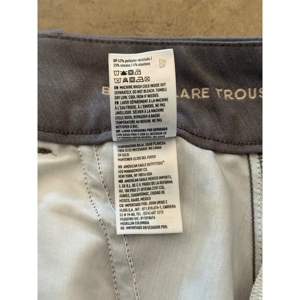 American Eagle Baggy Flare Trouser Grey Stretch Wide Leg Dress Pants Womens 8 - Picture 6 of 11